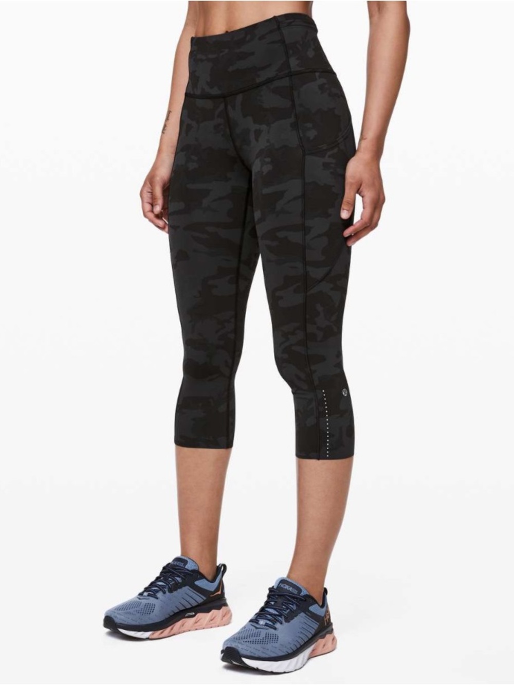 Lululemon fast and free crop II grey camo size 6
